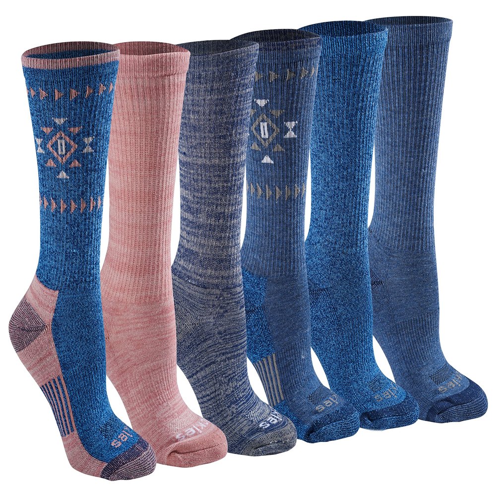 Dickies Women's Dri-Tech Fashion Moisture Control Crew Socks (5/6/12 Pairs) (S-XL), Denim Tribal (6-Pairs), Medium