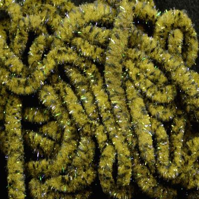 Hareline Fly Tying UV Mottled Galaxy Mop Chenille-Olive Brown