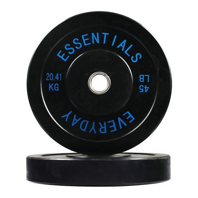BalanceFrom Color Coded Black Olympic Bumper Plate Weight Plate with Steel Hub, 45LB Pair