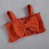 Fashion 2Pcs/Set Baby Girl Summer Outfits, Knitted Crop Tops with Big Bow Sun Rainbow Print Shorts (Caramel Sun, 6-12 Months) view 4