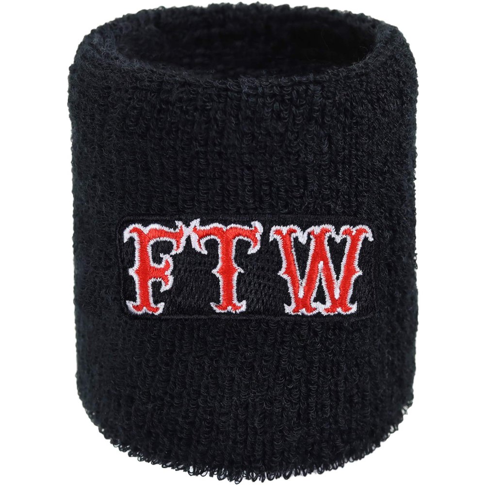 FTW Sweat Band for Wrist - Embroidered Sweat Absorbent Wrist Band for Men Women - Black Terrycloth Arm Band for Tennis Volleyball Basketball & Other Sports - Gift for Sports Lovers