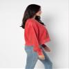 chicka-d Women's Standard Corded Boxy Pullover, Red, Large view 2