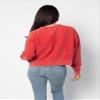 chicka-d Women's Standard Corded Boxy Pullover, Red, Large view 3