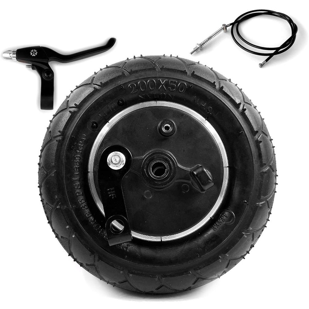 8 Inch Solid Wheel With Drum Brake 200x50 Non-pneumatic Wheel With Mechanical Brake Scooter Run Stability Control Run-flat Tire (wheel cable120 lever)