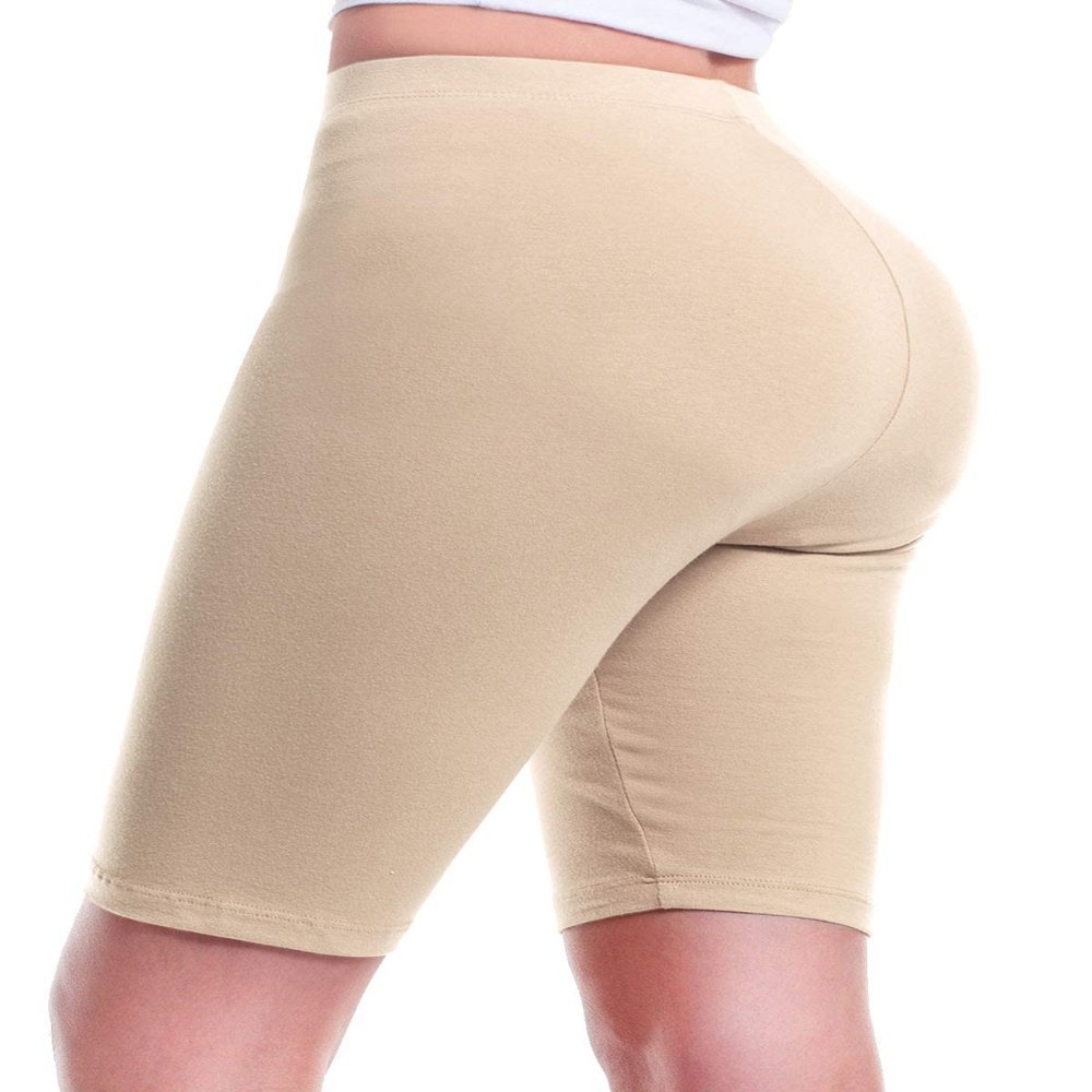 Design by Olivia Women's Basic Solid Active Yoga Biker Shorts Taupe S