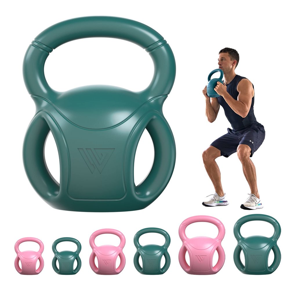 10 lb Kettlebell Weight with Three-handles for Russian Twists AB Exercise, Weightlifting and Core Training All-Purpose Fitness Exercise Home Gym [2022 Latest-Green]