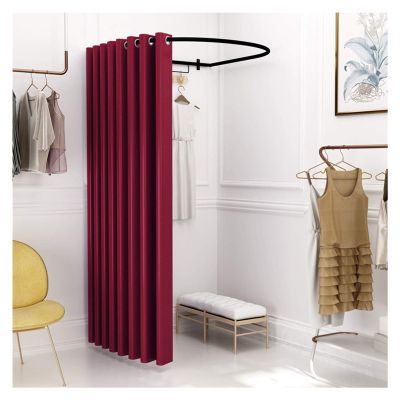 exproyzk U-Shaped Fitting Room, Mobile Changing Room Changing Room Rail Pole Thickened Shading Cloth Used in Clothing Stores, Shopping Malls, Offices(Red,85x80cm)