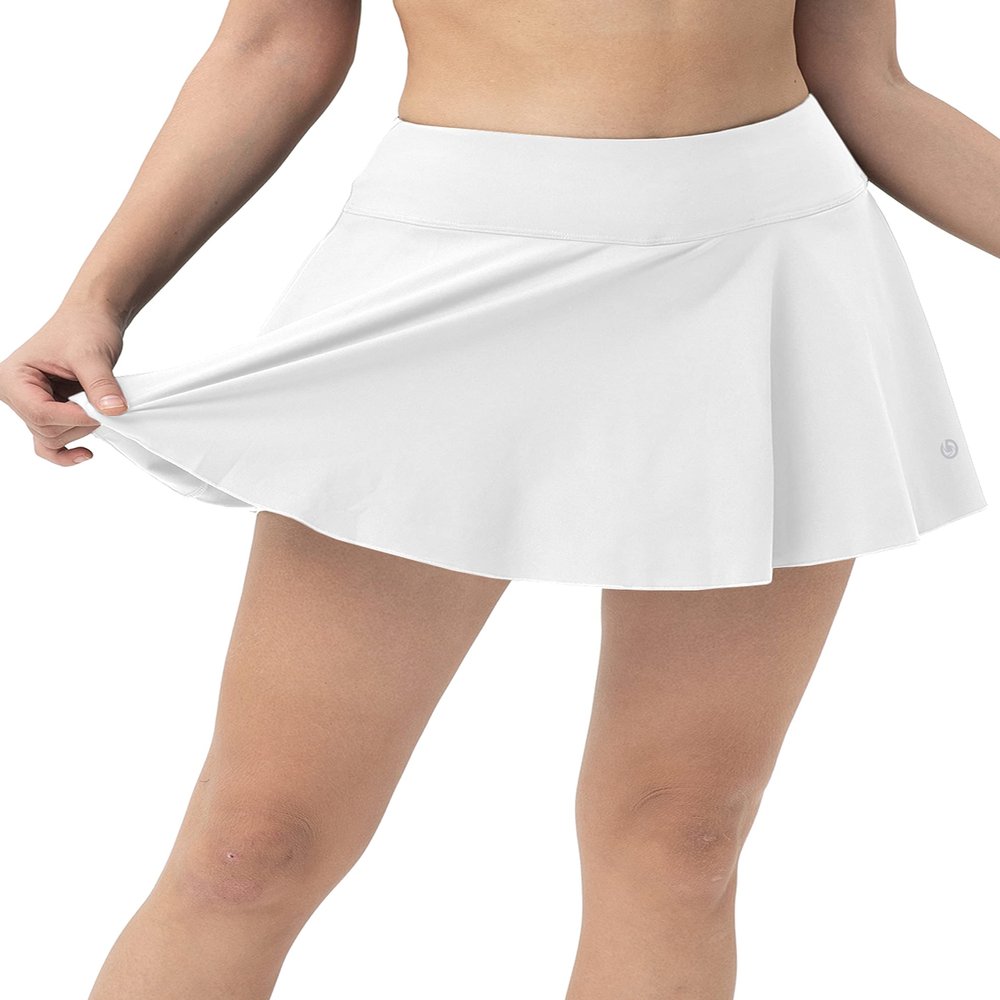 BUBBLELIME 5"/19"/26" XXS-XL Women's UPF 50+ Adjustable Running Skort - Pleated Skirt_White(1) Large-5" Inseam