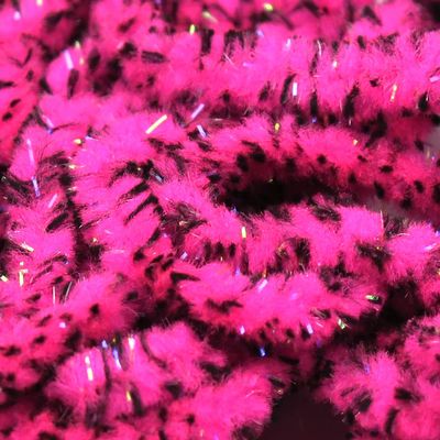 Hareline Fly Tying UV Mottled Galaxy Mop Chenille-Fl Fuchsia