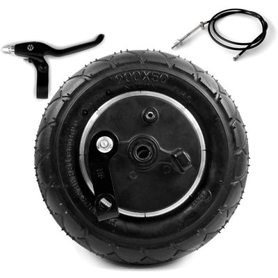 8 Inch Solid Wheel With Drum Brake 200x50 Non-pneumatic Wheel With Mechanical Brake Scooter Run Stability Control Run-flat Tire (wheel cable180 lever)