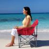 ALPHA CAMP Heavy-Duty Oversize Camping Chair Round Moon Saucer Chair Padded Folding Chair with Cup Holder and Carry Bag, Red view 2