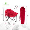 ALPHA CAMP Heavy-Duty Oversize Camping Chair Round Moon Saucer Chair Padded Folding Chair with Cup Holder and Carry Bag, Red view 3