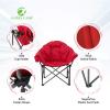 ALPHA CAMP Heavy-Duty Oversize Camping Chair Round Moon Saucer Chair Padded Folding Chair with Cup Holder and Carry Bag, Red view 4
