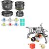 Odoland 39pcs Camping Cookware Mess Kit for 6 and More and 3500W Windrpoof Camp Stove Camping Gas Stove Kit view 1