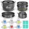 Odoland 39pcs Camping Cookware Mess Kit for 6 and More and 3500W Windrpoof Camp Stove Camping Gas Stove Kit view 2