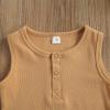 Ledy Champswiin Infant Baby Boy Summer Clothes Solid Outfit Button Cotton Tops Pocket Drawstring Shorts 2pcs (Khaki, 9-12 Months) view 4