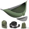 Sunyear Camping Hammock with Removable No See-Um Net, Double & Single Portable Outdoor Hammocks Parachute Lightweight Nylon with Tree Straps for Adventures Hiking Backpacking Green view 1