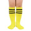 Zando Kid Soccer Socks Three Stripe Knee High Youth Softball Baseball Tube Compression Athletic Socks Children Halloween Cosplay for Boys Baby Girls Stockings 1 Pairs Yellow Black Striped 4-6 Years view 1