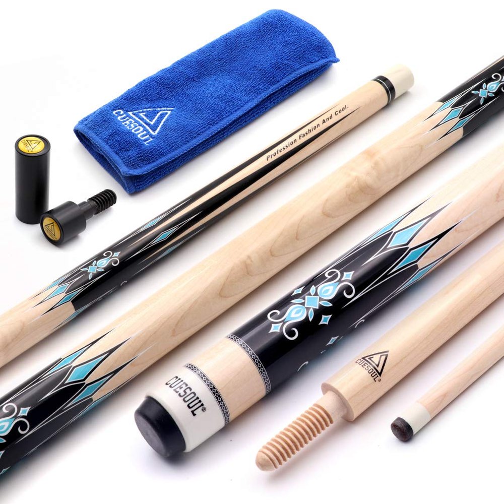 CUESOUL 3 Cushion Carom Billiard Cue White 56inch Weight 18oz,Wooden Joint System