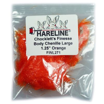 Hareline Fly Tying Chocklett's Finesse Body Chenille, Large 1 1/4 Inch - Orange
