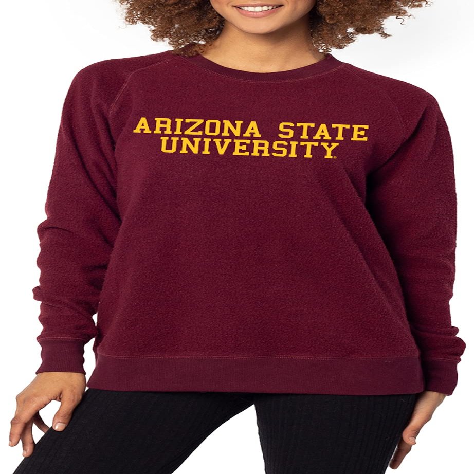 Chicka-d Women's Standard Home Base Crew, Maroon, Large