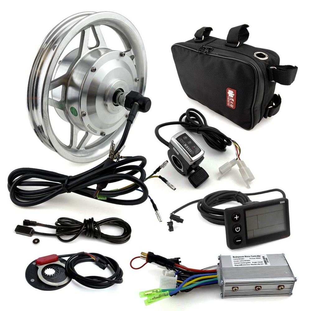 36V 250W Bike Brushless Hub Motor Conversion Kit for 12 Inch Bike Front Wheel with LCD Display and Brake Sensor (24V)
