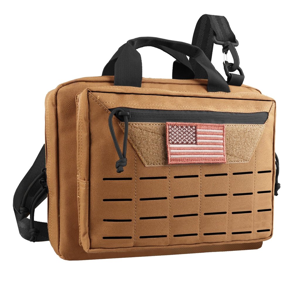 AMYIPO Tactical Pistol Case Hunting Shooting Range Bag Soft Handgun Case Tactical Gun Range Bag (Tan)
