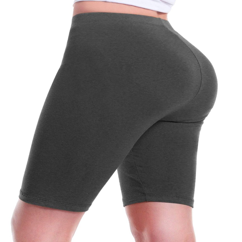 Design by Olivia Women's Basic Solid Active Yoga Biker Shorts Charcoal S