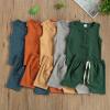 Ledy Champswiin Infant Baby Boy Summer Clothes Solid Outfit Button Cotton Tops Pocket Drawstring Shorts 2pcs (Green, 0-6 Months) view 2