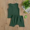 Ledy Champswiin Infant Baby Boy Summer Clothes Solid Outfit Button Cotton Tops Pocket Drawstring Shorts 2pcs (Green, 0-6 Months) view 3