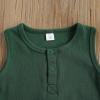 Ledy Champswiin Infant Baby Boy Summer Clothes Solid Outfit Button Cotton Tops Pocket Drawstring Shorts 2pcs (Green, 0-6 Months) view 4