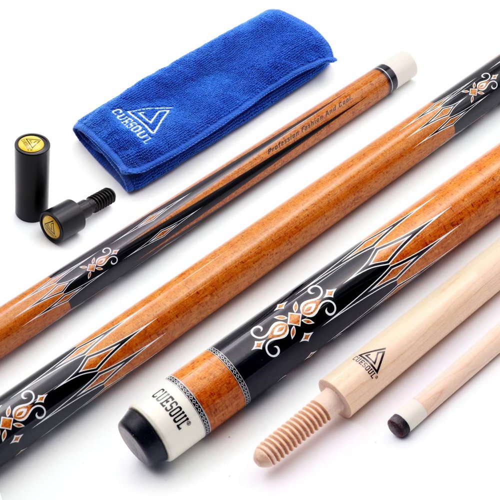 CUESOUL 3 Cushion Carom Billiard Cue Orange 56inch Weight 18oz,Wooden Joint System