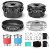 Odoland 15pcs Camping Cookware Mess Kit and 3500W Windrpoof Camp Stove Camping Gas Stove Kit view 2