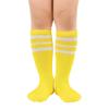 Zando Kid Soccer Socks Three Stripe Knee High Youth Softball Baseball Tube Compression Athletic Socks Children Halloween Cosplay for Boys Baby Girls Stockings 1 Pairs Yellow White Striped 4-6 Years view 1