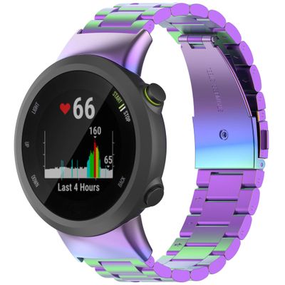 Compatible with Garmin Forerunner 45, Forerunner 45S Watch Bands for Women Men, Stainless Steel Metal Replacement Band Straps Wristbands Bracelet for Garmin Swim 2, Forerunner 45 (Purple)