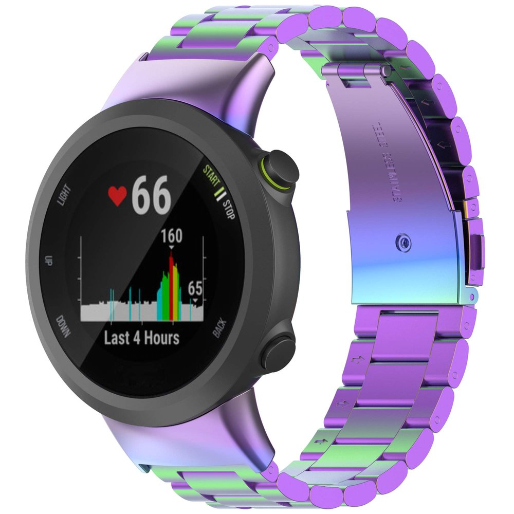 Compatible with Garmin Forerunner 45, Forerunner 45S Watch Bands for Women Men, Stainless Steel Metal Replacement Band Straps Wristbands Bracelet for Garmin Swim 2, Forerunner 45 (Purple)