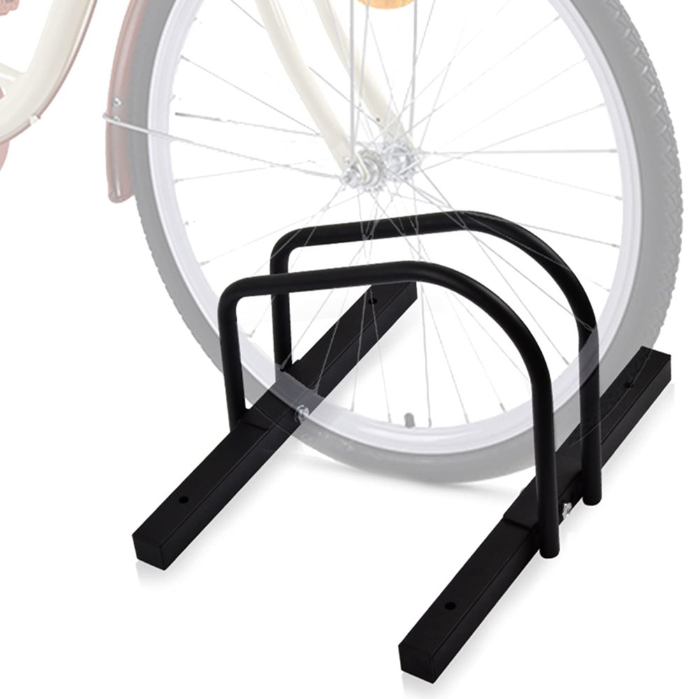 WALMANN Bike Floor Stand, Steel Bike Parking Rack for 1 Bike, 22-28" Wheels, Max. Tire Width 2.1", Black