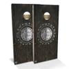 Skip's Garage New Hampshire Flag Rustic All-Weather Cornhole Board Set - Regulation 2x4 (24" x 48") - Includes (2) Boards, (8) Bags, (2) Board Hole Lights & 2 Board Edge Lights view 1