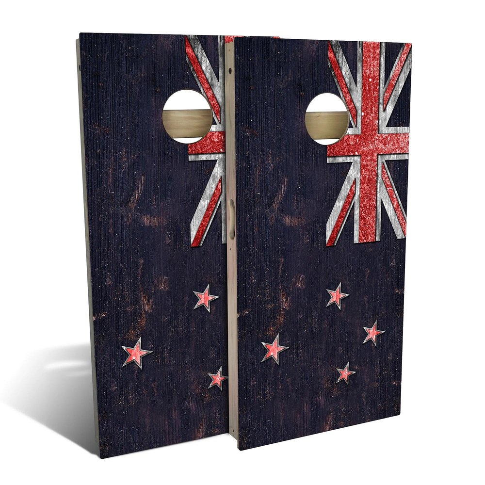 Skip's Garage New Zealand Flag All-Weather Cornhole Board Set - Regulation 2x4 (24" x 48") - Includes (2) Boards, (8) Bags & (1) Carrying Case