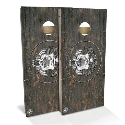 Skip's Garage Utah Flag Rustic All-Weather Cornhole Board Set - Regulation 2x4 (24" x 48") - Includes (2) Boards, (8) Bags, Case & Lights