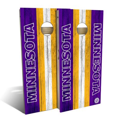Skip's Garage Minnesota Themed Football All-Weather Cornhole Board Set - Regulation 2x4 (24" x 48") - Includes (2) Boards, (8) Bags, (1) Carry Case & 2 Board Hole Lights