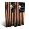 Skip's Garage American Flag Distressed All-Weather Cornhole Board Set - Regulation 2x4 (24" x 48") - Includes (2) Boards, (8) Bags, (2) Board Hole Lights & 2 Board Edge Lights view 1