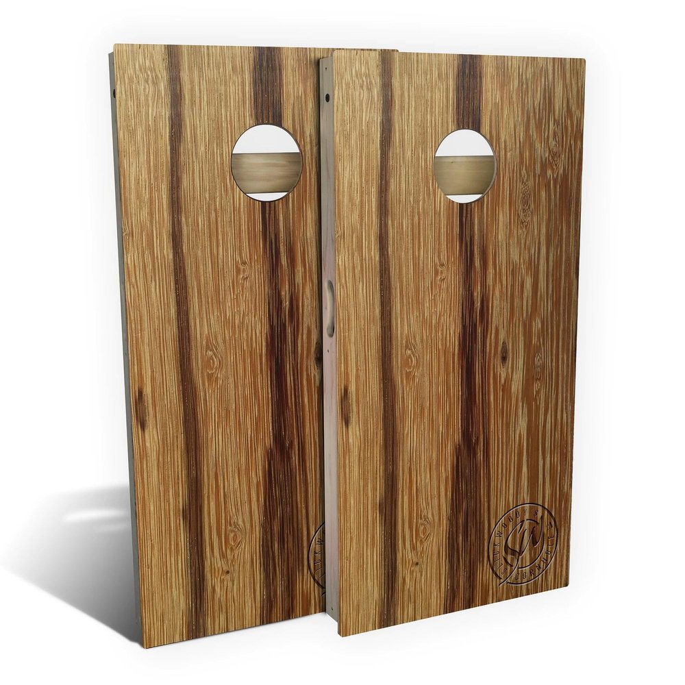 Skip's Garage Marblewood All-Weather Cornhole Board Set - Regulation 2x4 (24" x 48") - Includes (2) Boards, (8) Bags & (2) Board Edge Lights