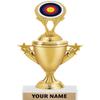 Archery Target Trophies - Gold - Archery Target Trophy Award - Custom Engraving On White Marble Base - 5 Pack view 1