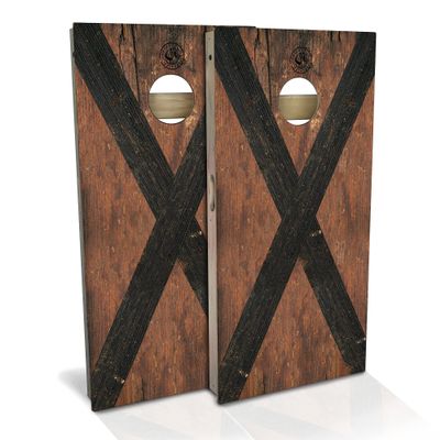 Skip's Garage Alabama Flag Rustic All-Weather Cornhole Board Set - Regulation 2x4 (24" x 48") - Includes (2) Boards, (8) Bags & (2) Board Hole Lights