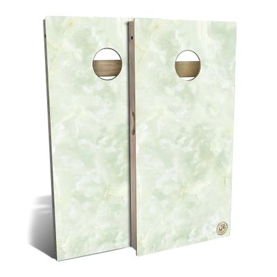 Skip's Garage Green Marble All-Weather Cornhole Board Set - Regulation 2x4 (24" x 48") - Includes (2) Boards, (8) Bags & (2) Board Edge Lights