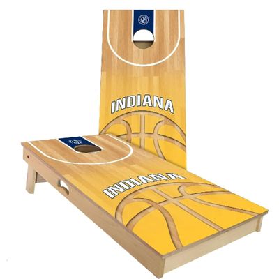 Skip's Garage Indiana Themed Basketball All-Weather Cornhole Board Set - Regulation 2x4 (24" x 48") - Includes (2) Boards, (8) Bags, Case & Lights