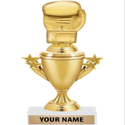 Crown Awards Boxing Glove Trophies - Gold - Boxing Glove Trophy Award - Custom Engraving On White Marble Base - 5 Pack