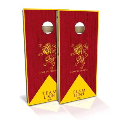 Skip's Garage Game of Throws Team Lion All-Weather Cornhole Board Set - Regulation 2x4 (24" x 48") - Includes (2) Boards, (8) Bags, (1) Carry Case & 2 Board Hole Lights