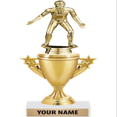 Wrestling Male Trophies - Gold - Wrestling Male Trophy Award - Custom Engraving On White Marble Base - 5 Pack Prime